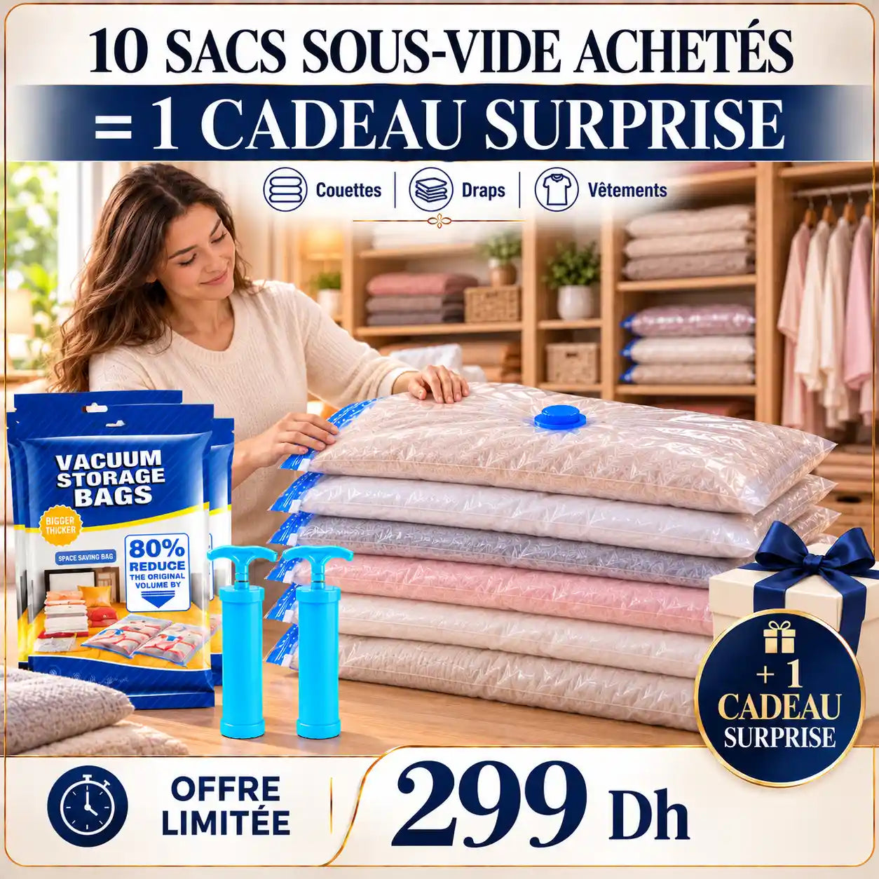 Lot 5 Sacs de rangement sous vide XXL