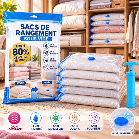 Lot 5 Sacs de rangement sous vide XXL