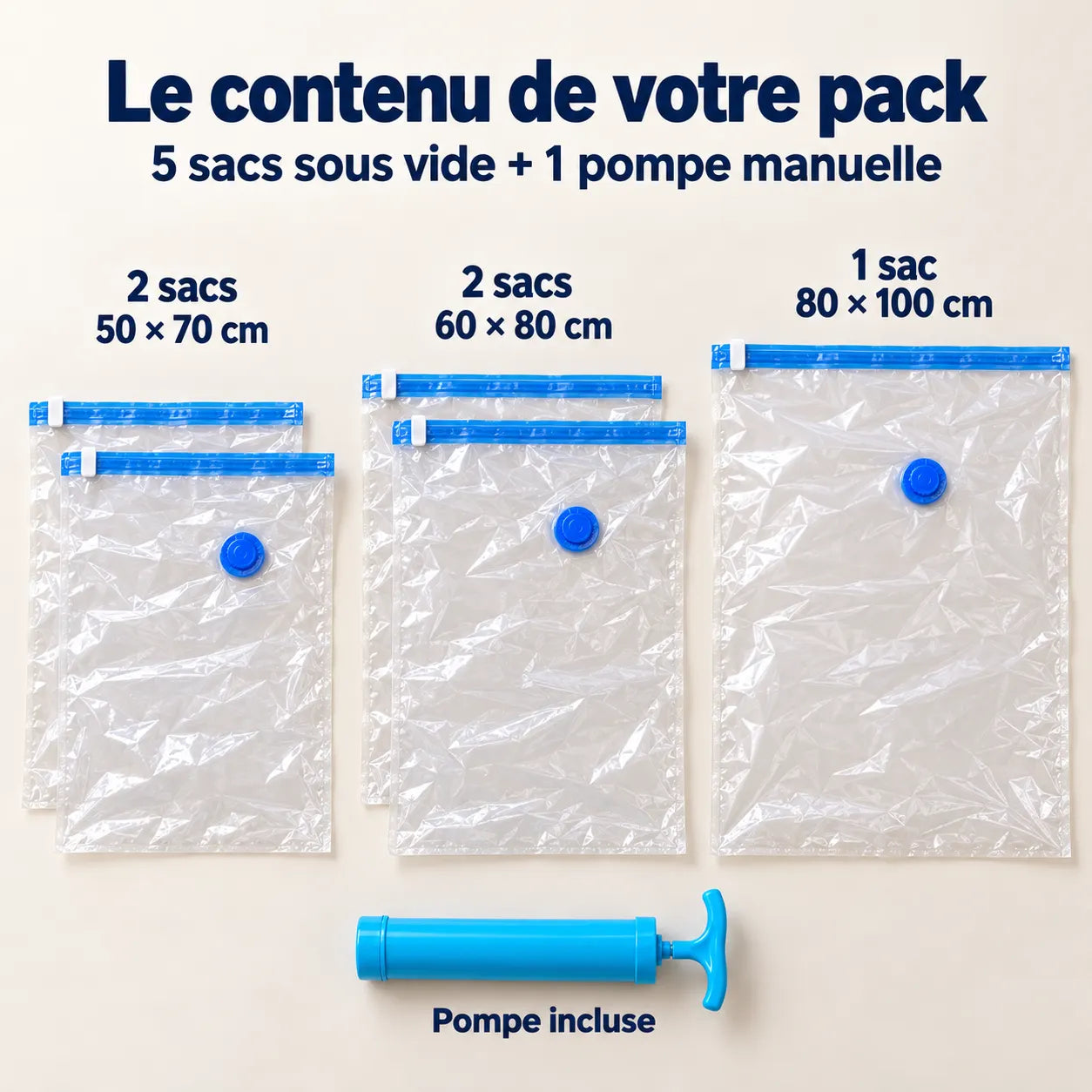 Lot 5 Sacs de rangement sous vide XXL